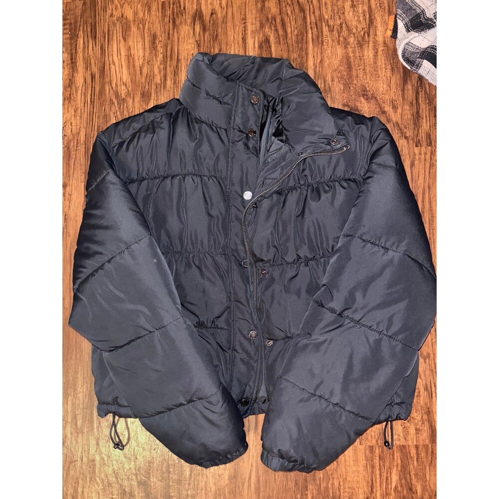 Hollister Black puffer jacket with drawstring waist